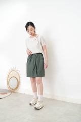 Oatmeal knit top w/ ribbon collar details