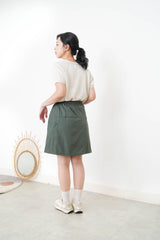 Green wrap skort with elastic waist