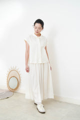 Butter yellow shirt w/ ribbon collar