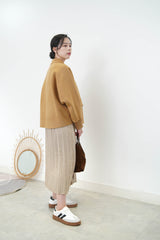 Beige knit pleats one piece