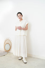 Butter yellow shirt w/ ribbon collar