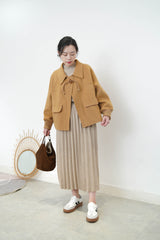 Caramel wool jacket w/ details button