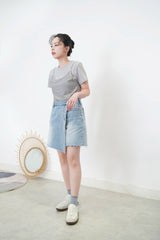 Grey tee top in sheer cami layering