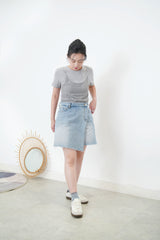 Grey tee top in sheer cami layering