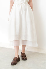 White lace v neck dress w/ chiffon layering