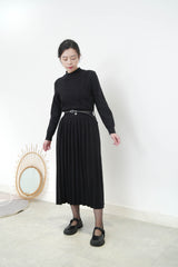 Black knit pleats one piece