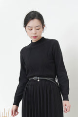 Black knit pleats one piece