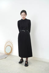 Black knit pleats one piece