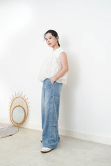 White cloud shape 2 ways mesh cami