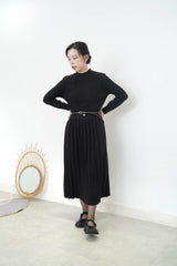 Black knit pleats one piece