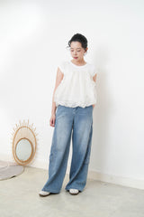 White cloud shape 2 ways mesh cami