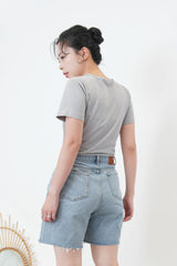 Grey tee top in sheer cami layering