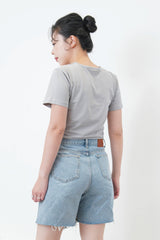 Grey tee top in sheer cami layering