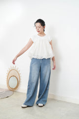 White cloud shape 2 ways mesh cami