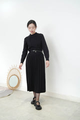 Black knit pleats one piece