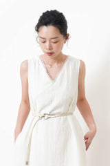 White lace v neck dress w/ chiffon layering