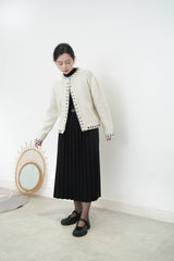 Black knit pleats one piece