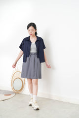 Navy double layering short sleeve shirt