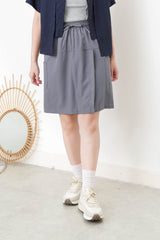 Grey wrap skort with elastic waist