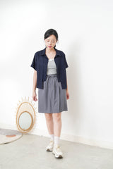 Navy double layering short sleeve shirt