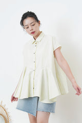 Mint shirt w/ peplum hem details
