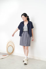 Navy double layering short sleeve shirt