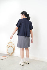 Navy double layering short sleeve shirt
