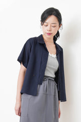 Navy double layering short sleeve shirt