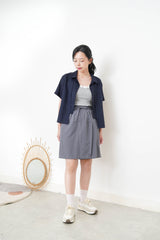 Navy double layering short sleeve shirt
