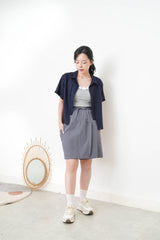 Navy double layering short sleeve shirt