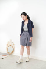 Grey wrap skort with elastic waist