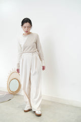 Duo tone knit top in asy. pattern