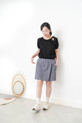 Grey wrap skort with elastic waist