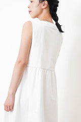 White V neck dress w/ contrast stitching