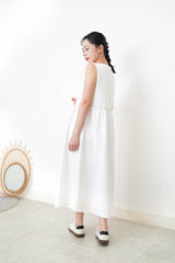 White V neck dress w/ contrast stitching