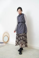 Grey silky long vest w/ strings