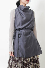 Grey silky long vest w/ strings