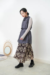 Grey silky long vest w/ strings