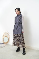 Grey silky long vest w/ strings