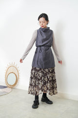 Grey silky long vest w/ strings