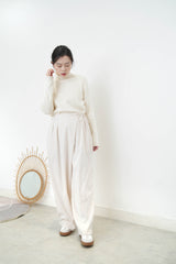 Ivory stand collar knit top