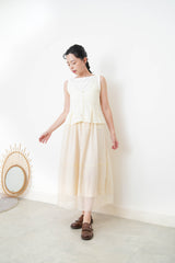 Light yellow buttons cami w/ lace v neck