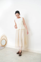 Light yellow buttons cami w/ lace v neck