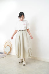 Ivory balloon skirt w/ elastic hem