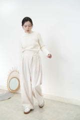 Ivory stand collar knit top