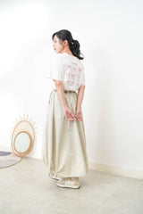 Ivory balloon skirt w/ elastic hem