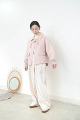 Dusty pink wool jacket w/ details button