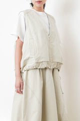 Ivory worker style vest w/ elastic hem