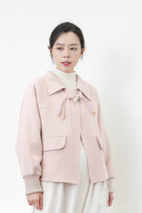 Caramel wool jacket w/ details button