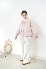 Dusty pink wool jacket w/ details button